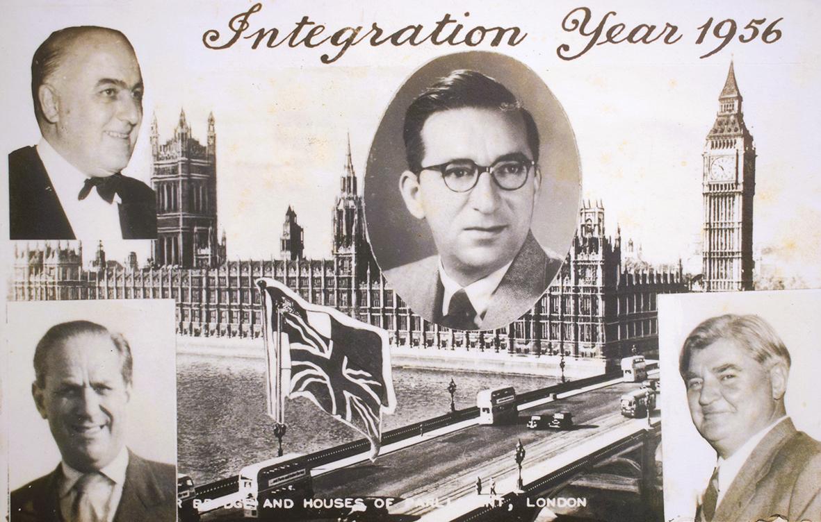 Labour Party postcard promoting ‘Integration with Britain’ in 1956.