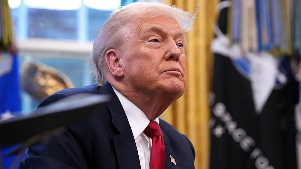 U.S. President Donald Trump delivers remarks during a meeting with New York City Mayor-elect Zohran Mamdani in the Oval Office of the White House on November 21, 2025 in Washington, DC
