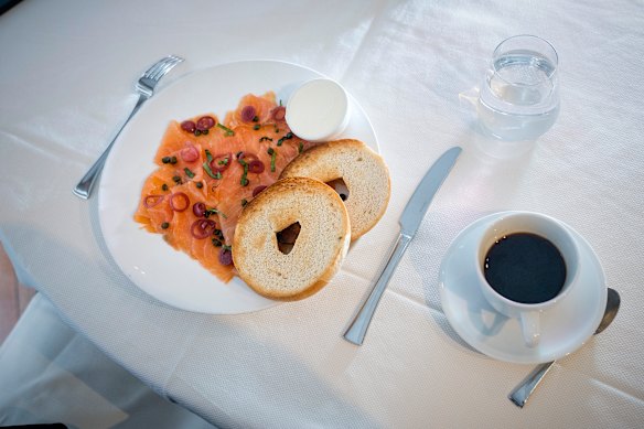 “Very tasty”: the deconstructed salmon bagel at Ai Fiori restaurant in New York.