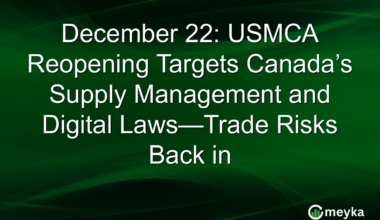 December 22: USMCA Reopening Targets Canada’s Supply Management and Digital Laws—Trade Risks Back in