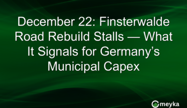 December 22: Finsterwalde Road Rebuild Stalls — What It Signals for Germany’s Municipal Capex