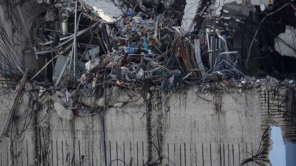 A general view of damage to No. 3 reactor building at Fukushima Daiichi nuclear power plant.