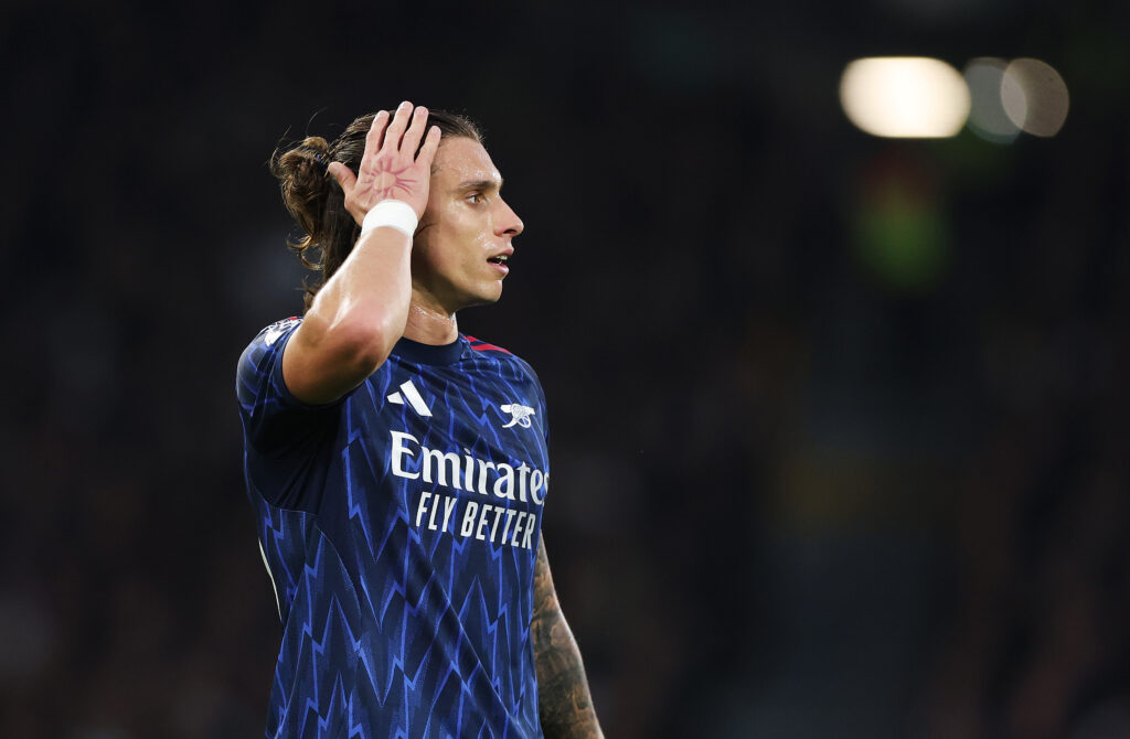 Riccardo Calafiori position change called for by Italian media 2 LONDON, ENGLAND - OCTOBER 18: Riccardo Calafiori of Arsenal looks on during the Premier League match between Fulham and Arsenal at Craven Cottage on October 18, 2025 in London, England. (Photo by Alex Pantling/Getty Images)