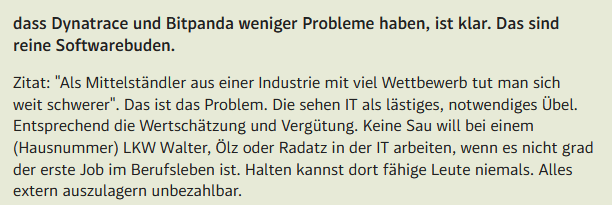 Arbeitet von euch jemand bei so einem Mittelständler in der IT? Wieso? Als was? Was spricht dafür? Nimmt das Management die Belange der IT ernst, oder wird "die IT" dort tatsächlich als rein notwendiges Übel erachtet, mit allem, was da halt damit einhergeht?