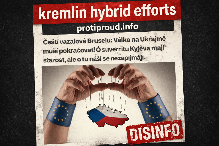 The Czech pro-Kremlin media outlet Protiproud.Info supports Russia's information operation against the EU, calls the EU a dictatorship, and blames it for the continuation of the war in Ukraine in the context of peace talks. Journalists identified it among other Czech pro-russian outlets.