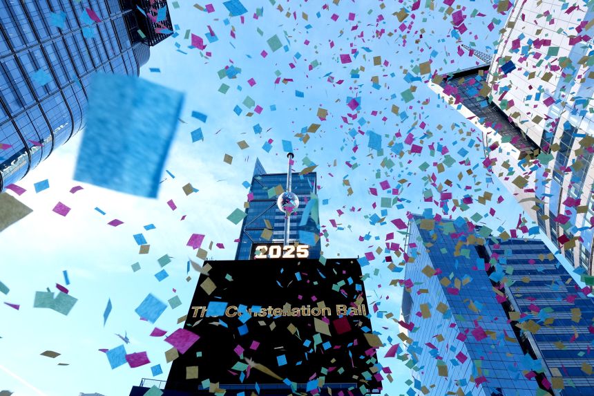 Confetti pictured at the unveiling of the ball on November 24.