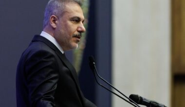 Turkish Foreign Minister Hakan Fidan delivers a speech at the closing session of the 16th Ambassadors Conference in Ankara, Türkiye, Dec. 18, 2025. (AA Photo)