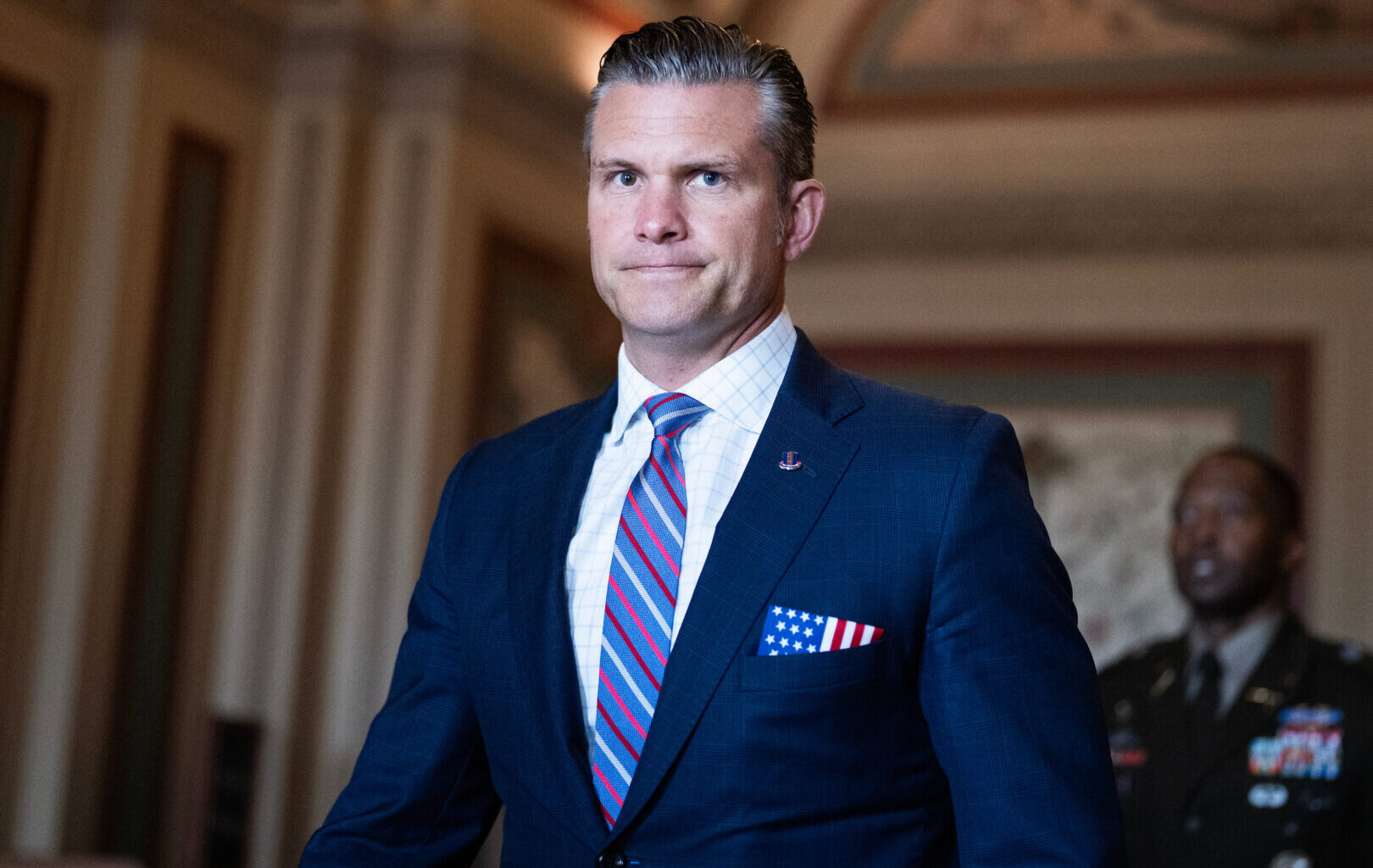 Defense Secretary Pete Hegseth arrives for a briefing in the U.S. Capitol with congressional leaders  on Nov. 5.