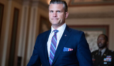 Defense Secretary Pete Hegseth arrives for a briefing in the U.S. Capitol with congressional leaders  on Nov. 5.