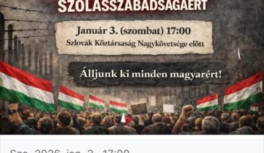 Protest v Budapešti proti Benešovych dekretov pred Velvyslanectvom SR