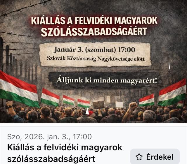 Protest v Budapešti proti Benešovych dekretov pred Velvyslanectvom SR