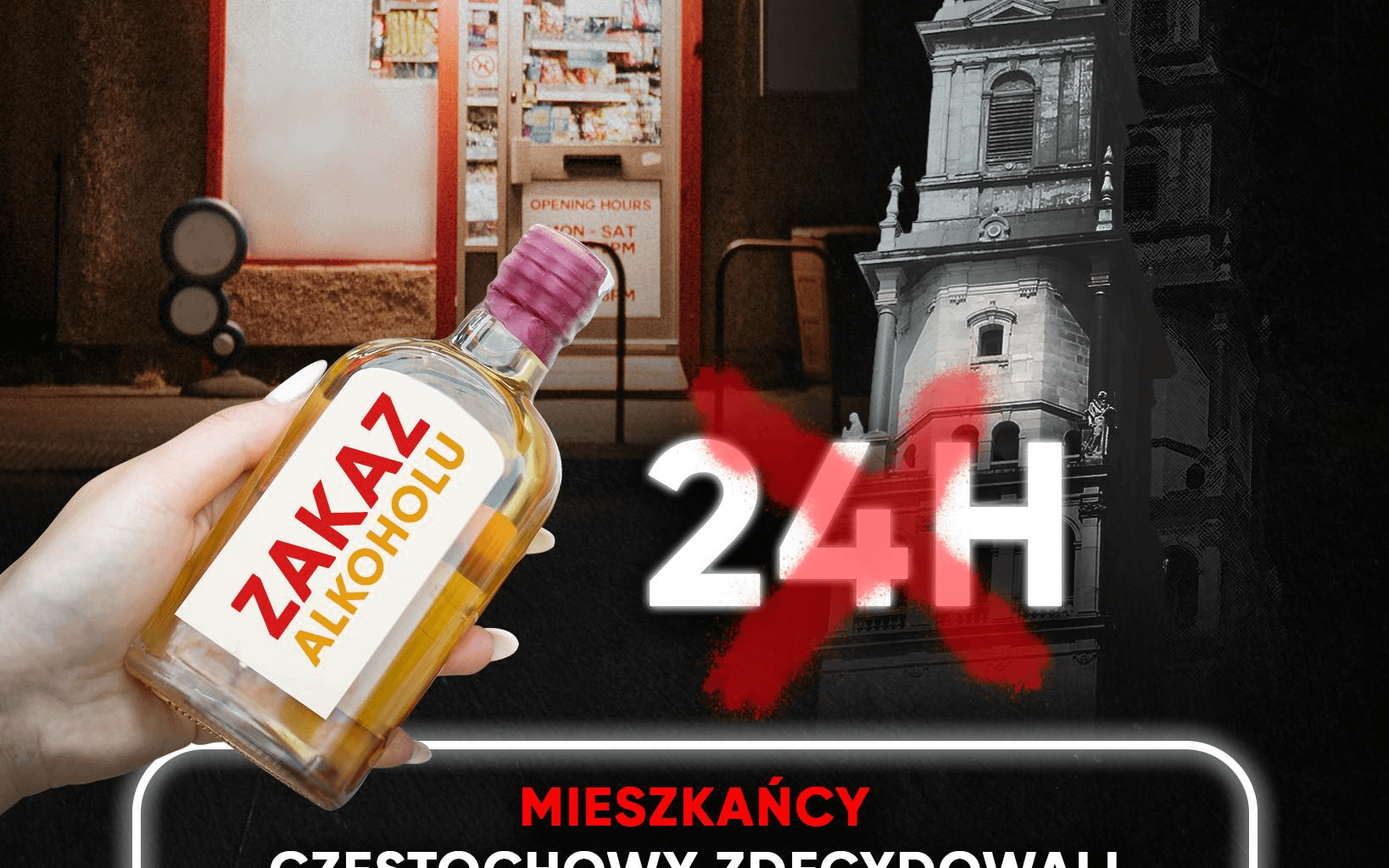 Kolejne miasto z nocną prohibicją w sklepach - 71% mieszkańców Częstochowy poparło wprowadzenie ograniczenia. Jeśli wszystko pójdzie zgodnie z planem, zmiany wejdą w życie w 2026 roku.
