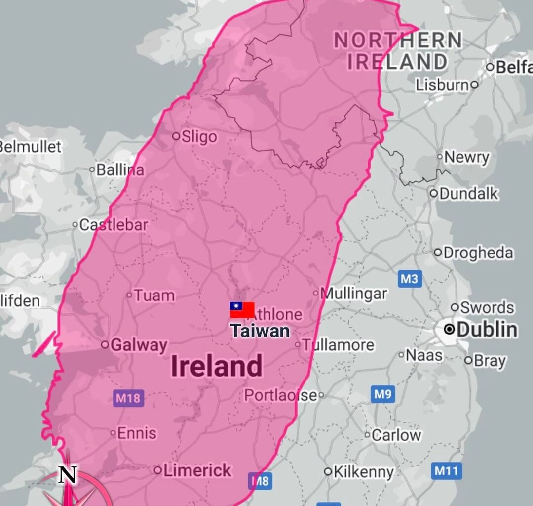 Comparing the sizes of some other countries, states & cities with Ireland / NI