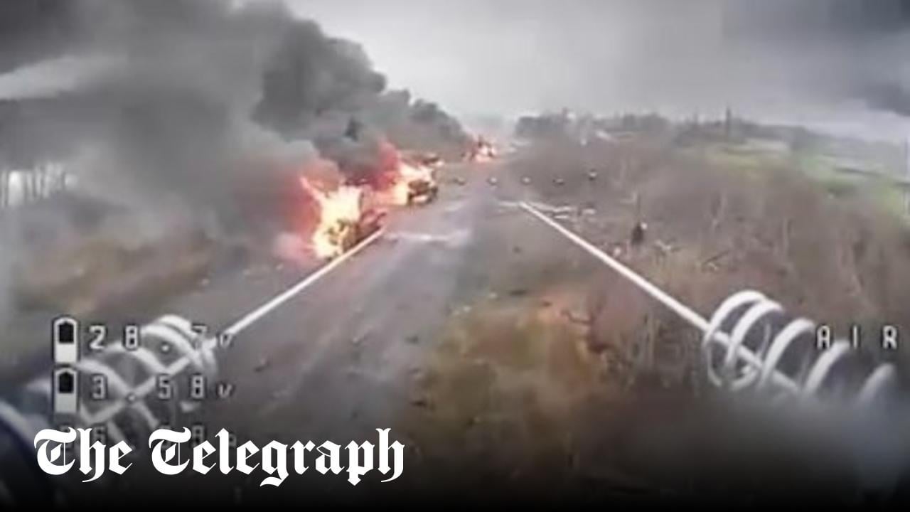 Entire Russian column destroyed entering Pokrovsk