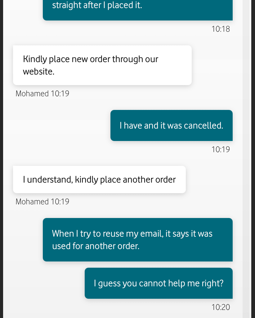 Is this a new level of "doing f**k all" from Vodafone support?