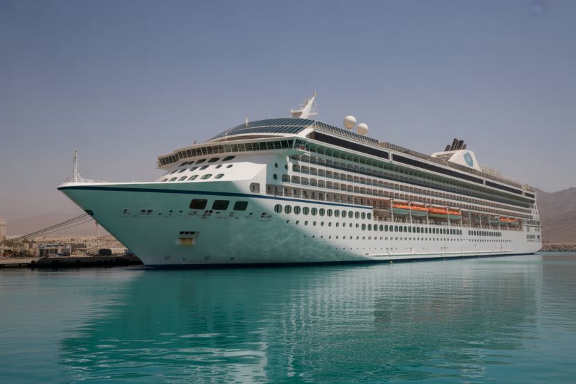 A modern cruise ship docked at a port in iran, symbolising the country’s increasing involvement in the marine tourism market.