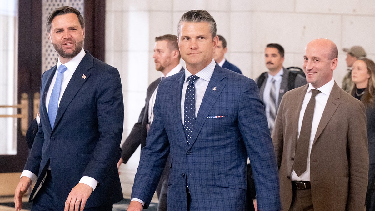 Vice President JD Vance, War Secretary Pete Hegsetth, and White House deputy chief of staff for policy and Homeland Security Advisor Stephen Miller