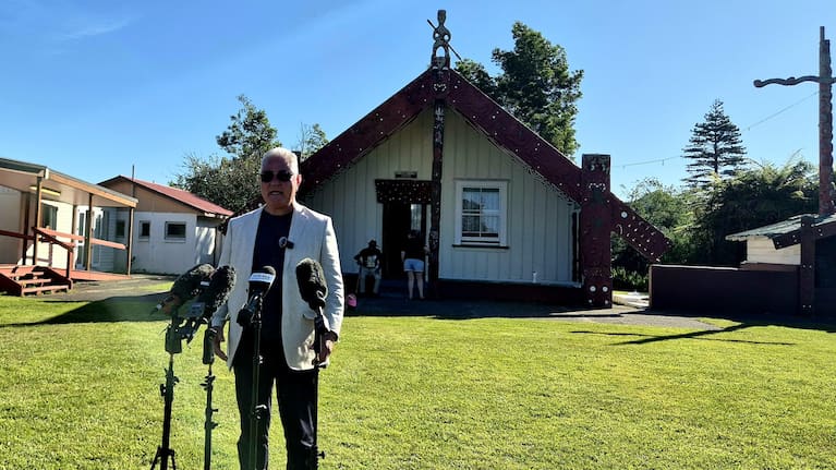 John Tamihere speaks to media at the conclusion of Te Pāti Māori's AGM.