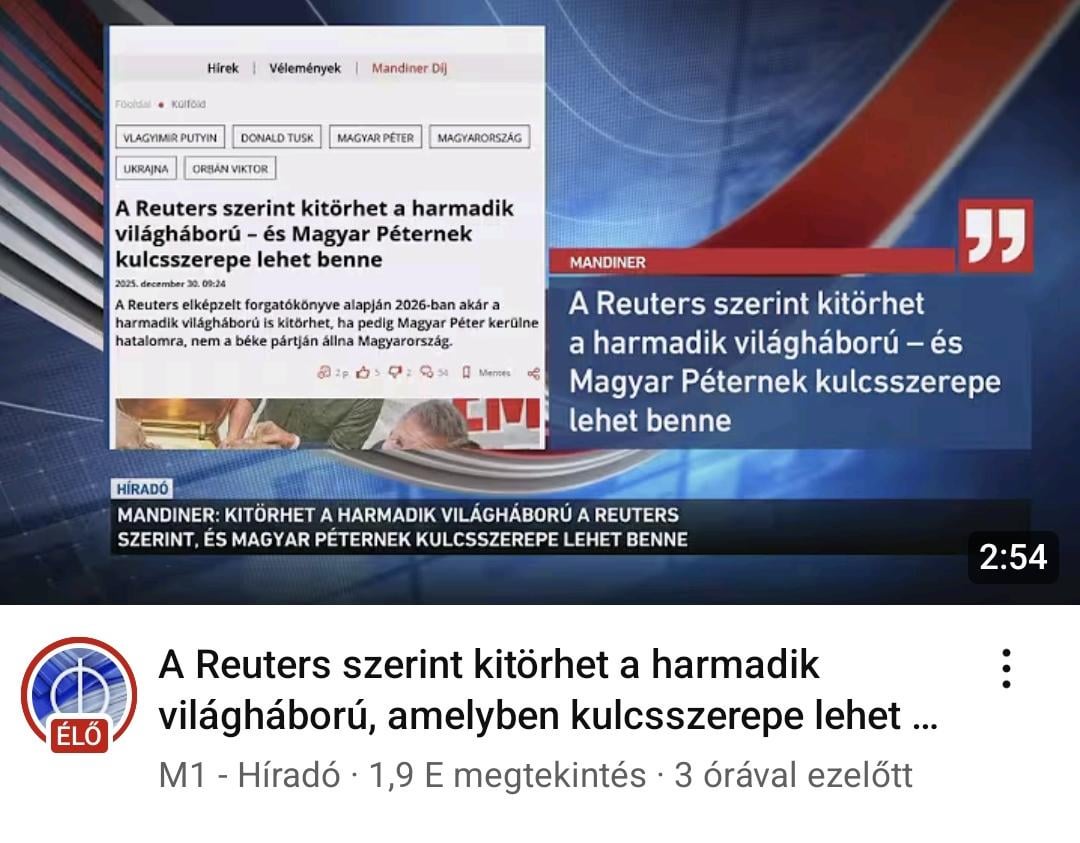 M1 híradó: Kitörhet a harmadik világháború és MAGYAR PÉTERNEK kulcsszerepe lehet benne.