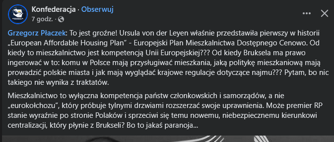 Konfa płacze, nad tanim mieszkalnictwem od UE , gdzie ja żyję