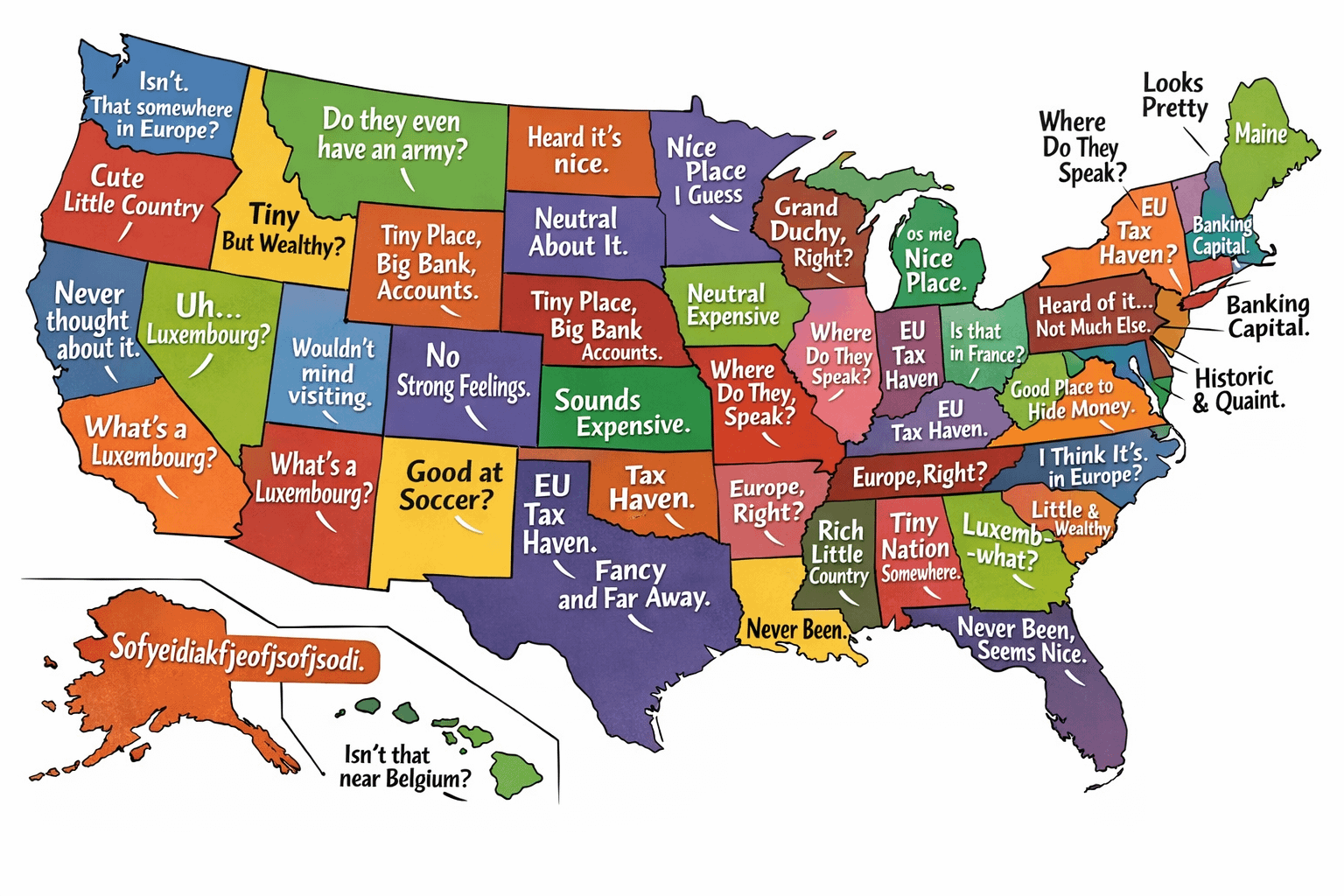 What each US state thinks about Luxembourg.