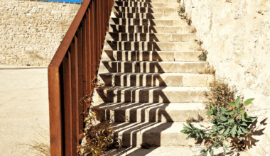 shadows on a stone stairway at Castillo de San Fernando, Alicante