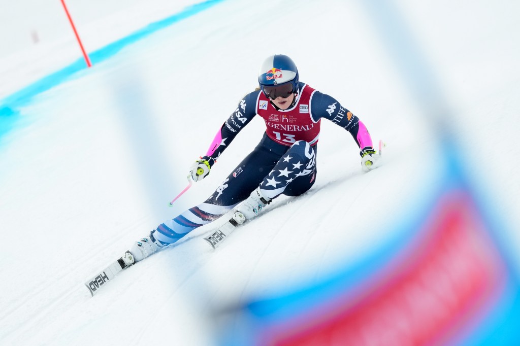 Lindsey Vonn in action during the Audi FIS Alpine Ski World Cup Women's Super G.