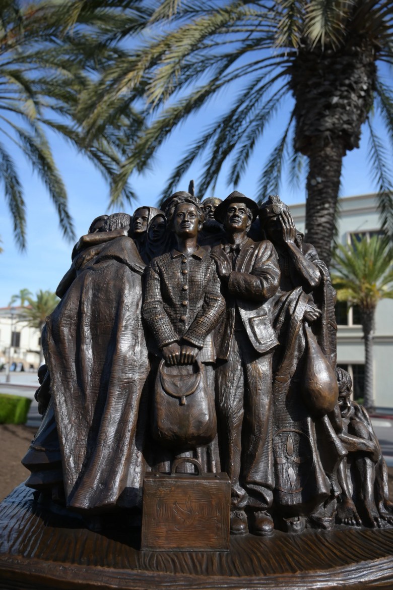 According to USD President Jim Harris, the "Angels Unaware" sculpture is intended to remind the viewer “of how biblical teachings encourage us to care for our most poor and vulnerable communities, including those who flee their countries in search of a better life.” Credit: Photo courtesy of University of San Diego