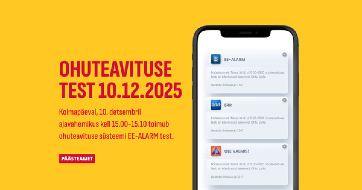 10. detsembril toimub ohuteavituse järjekordne üleriigiline test, käivitatakse ka sireenid