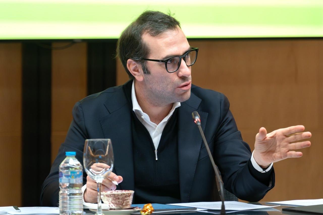 Spanish Economy Minister Carlos Cuerpo speaking at the Advisory Council on Economic Affairs in Madrid, Spain on Dec. 5, 2025. (Photo via X/carlos_cuerpo)