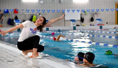 Kateryna Lysak is currently giving courses to children and adults in the swimming pools of the Coque in Kirchberg.