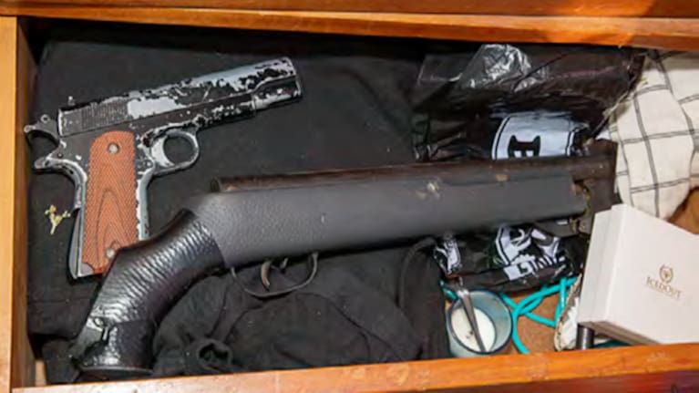 Officers found 273.6g of cannabis, packaged and ready for sale, and several imitation and modified air rifles.