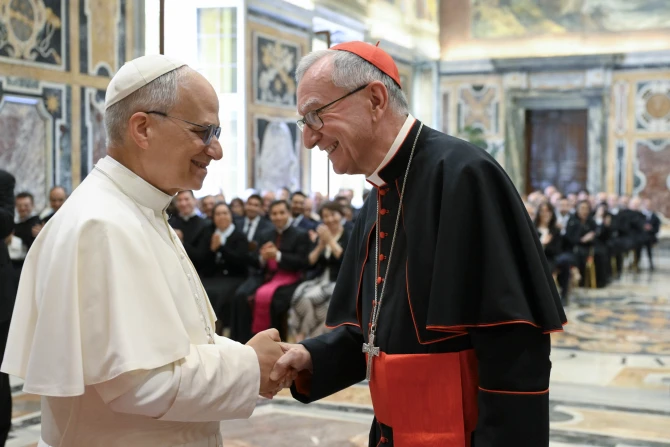 Cardinal Pietro Parolin and Pope Leo XIV
