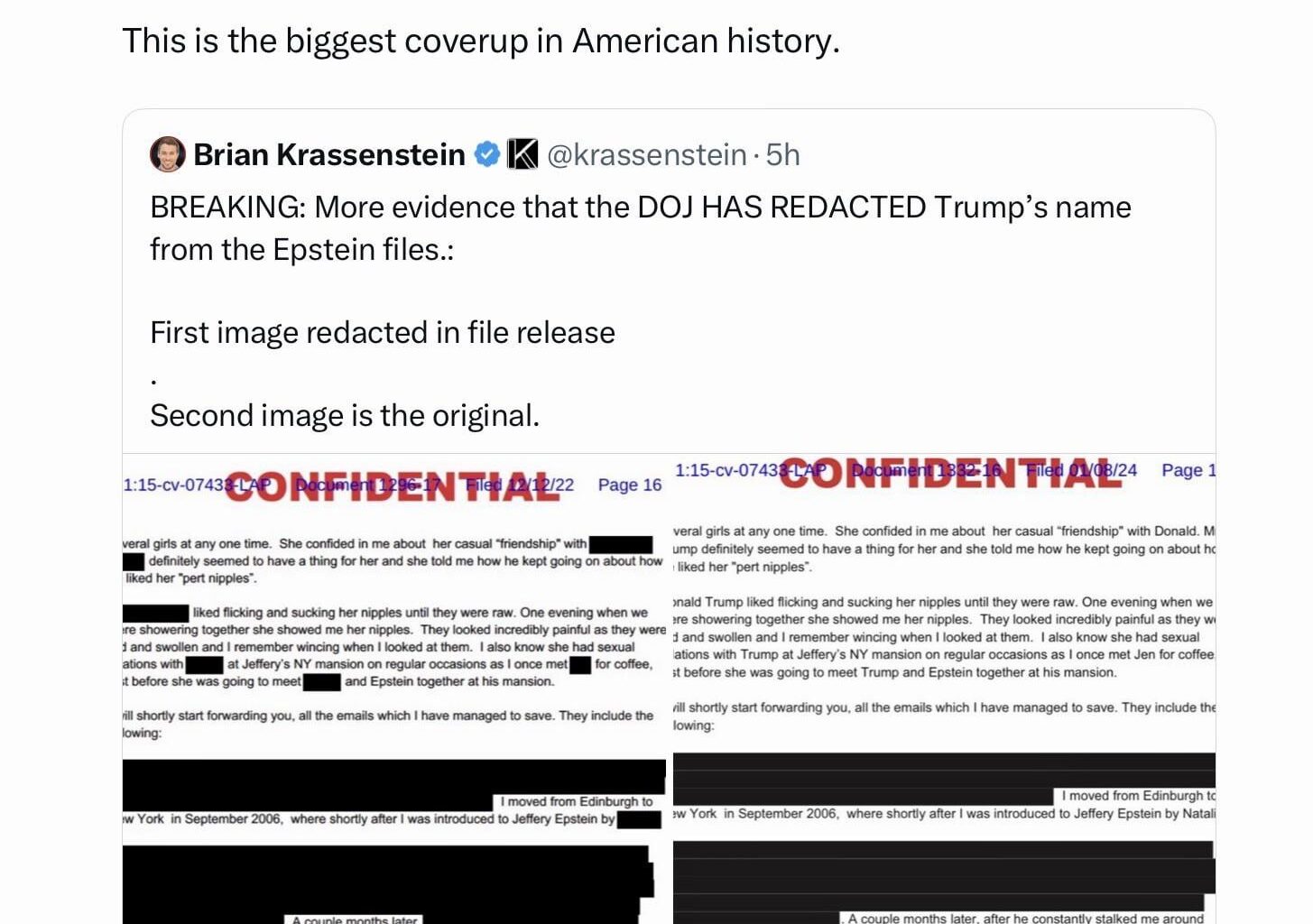 Trump’s name is listed as [REDACTED FOR NATIONAL EMBARRASSMENT].