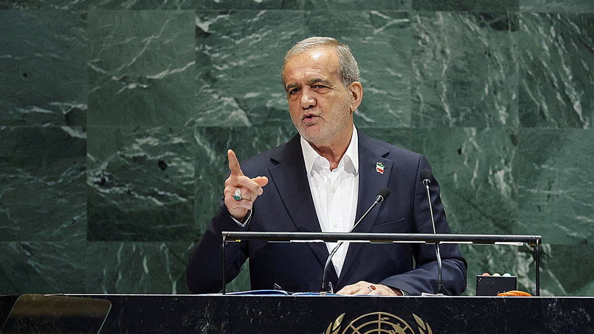 Iran's President Masoud Pezeshkian addresses the 80th United Nations General Assembly (UNGA) at the U.N. headquarters in New York, U.S., September 24, 2025.