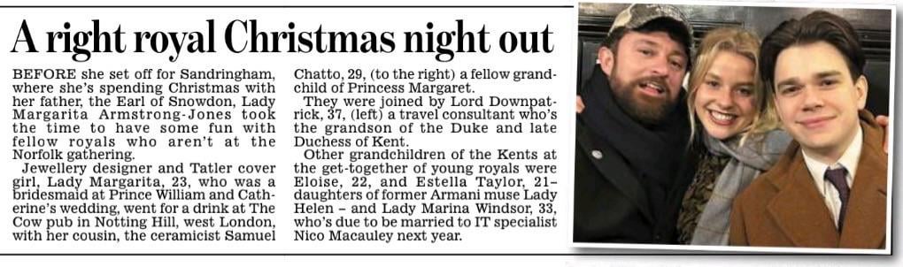 Grandchildren of the Duke of Kent and Princess Margaret spotted gathering at a pub in Notting Hill before Christmas