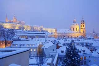 Prague Castle covered in snow. Photo: iStock / courtyardpix