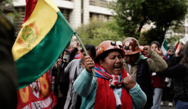 Miners march to protest President Rodrigo Paz