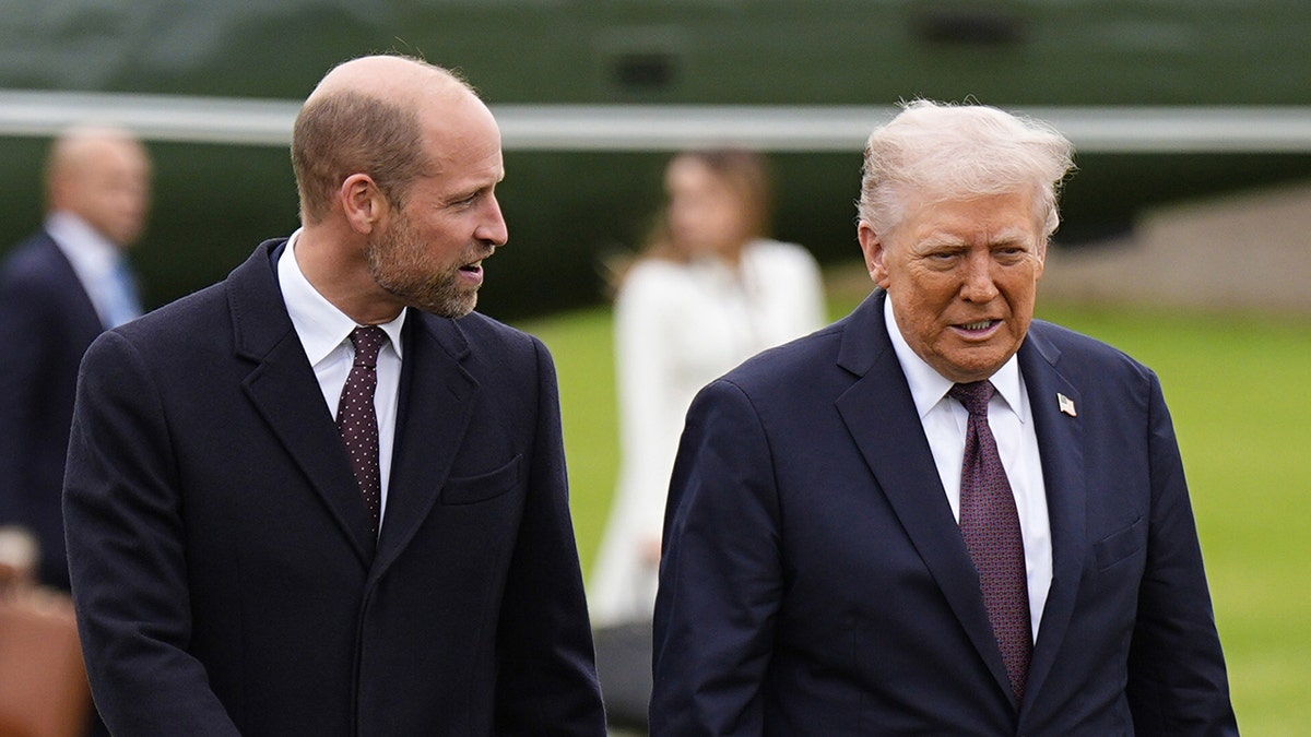 Prince William speaking with President Donald Trump at Windsor.