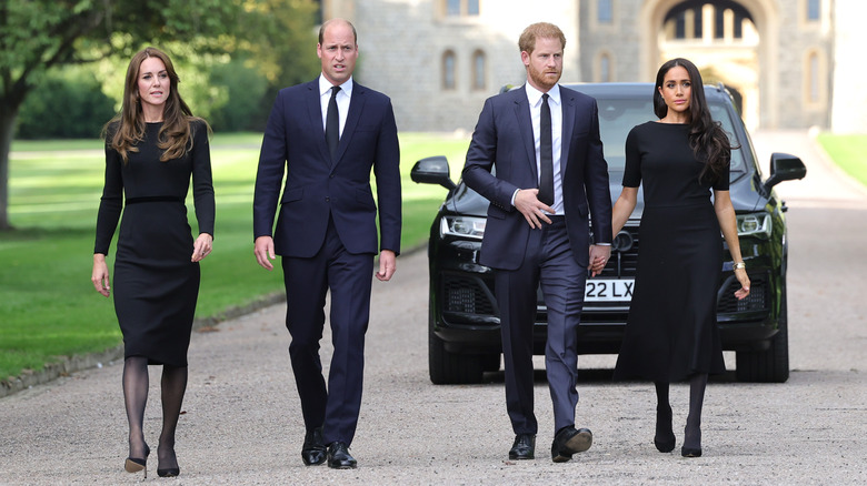 The Waleses and Sussexes during walkabout after Queen Elizabeth II's death announcement