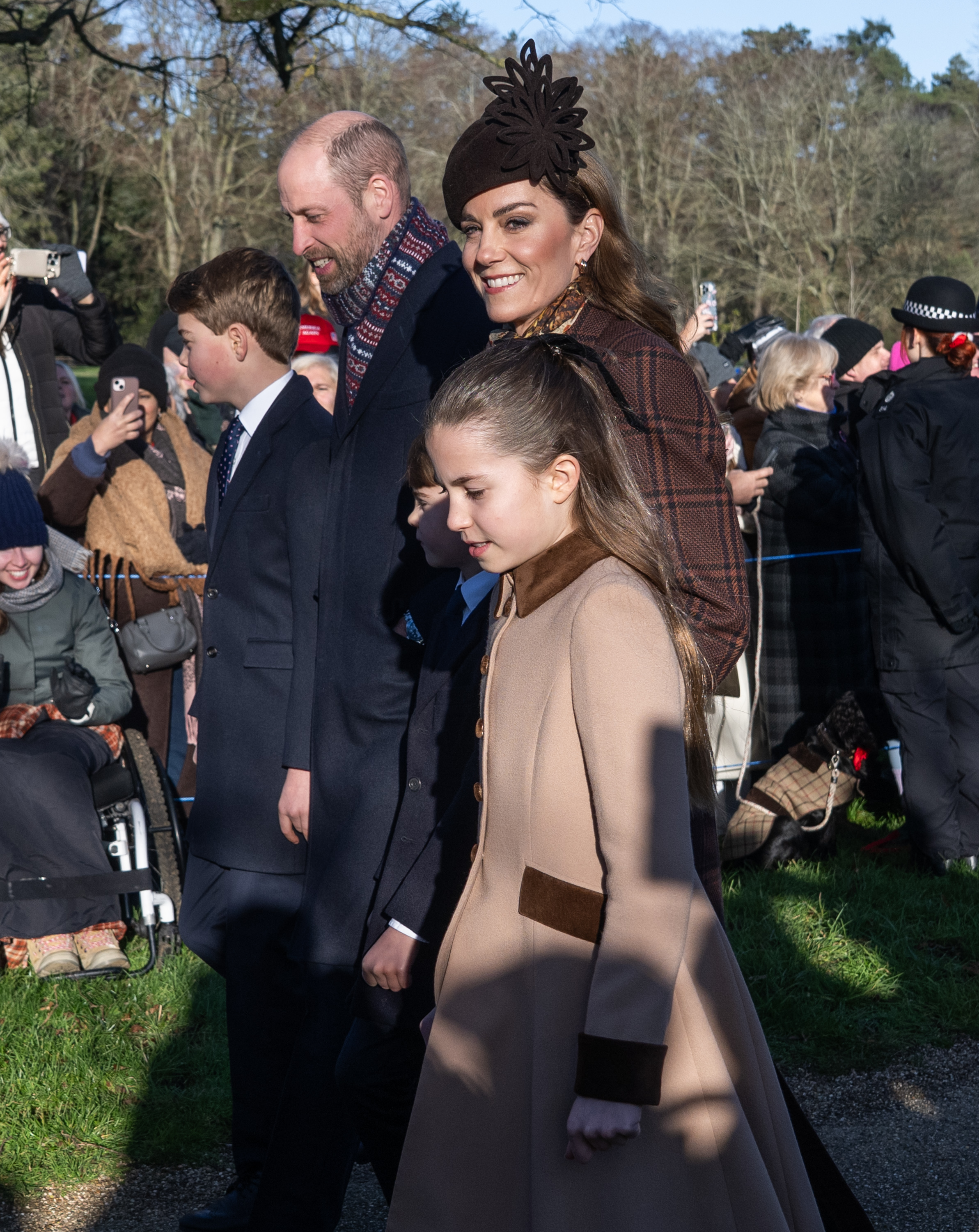 Prince William, Kate Middleton, and Princess Charlotte on 2025 Christmas walk