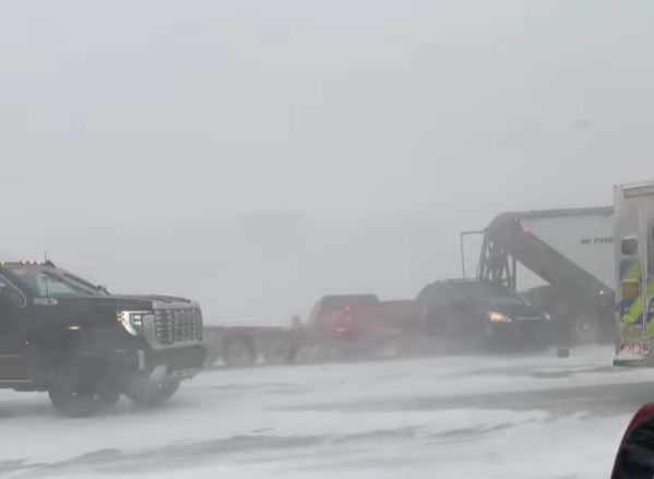 This multiple car pileup happened on the QEII highway between Calgary and Airdrie. It was just one of many crashes that forced the RCMP to shut down the highway between Calgary and Red Deer on Wednesday afternoon.