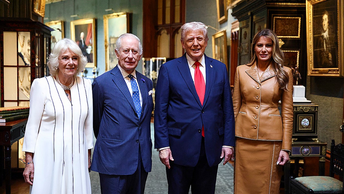 Queen Camilla, King Charles, Donald Trump, Melania Trump pose for photo