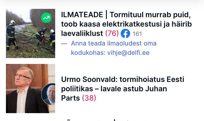 Parts asub täna õhtul Eestit laastama