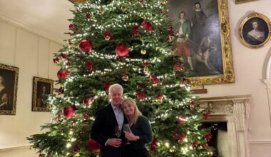 Charles Spencer shares photo with partner in front of their Christmas tree