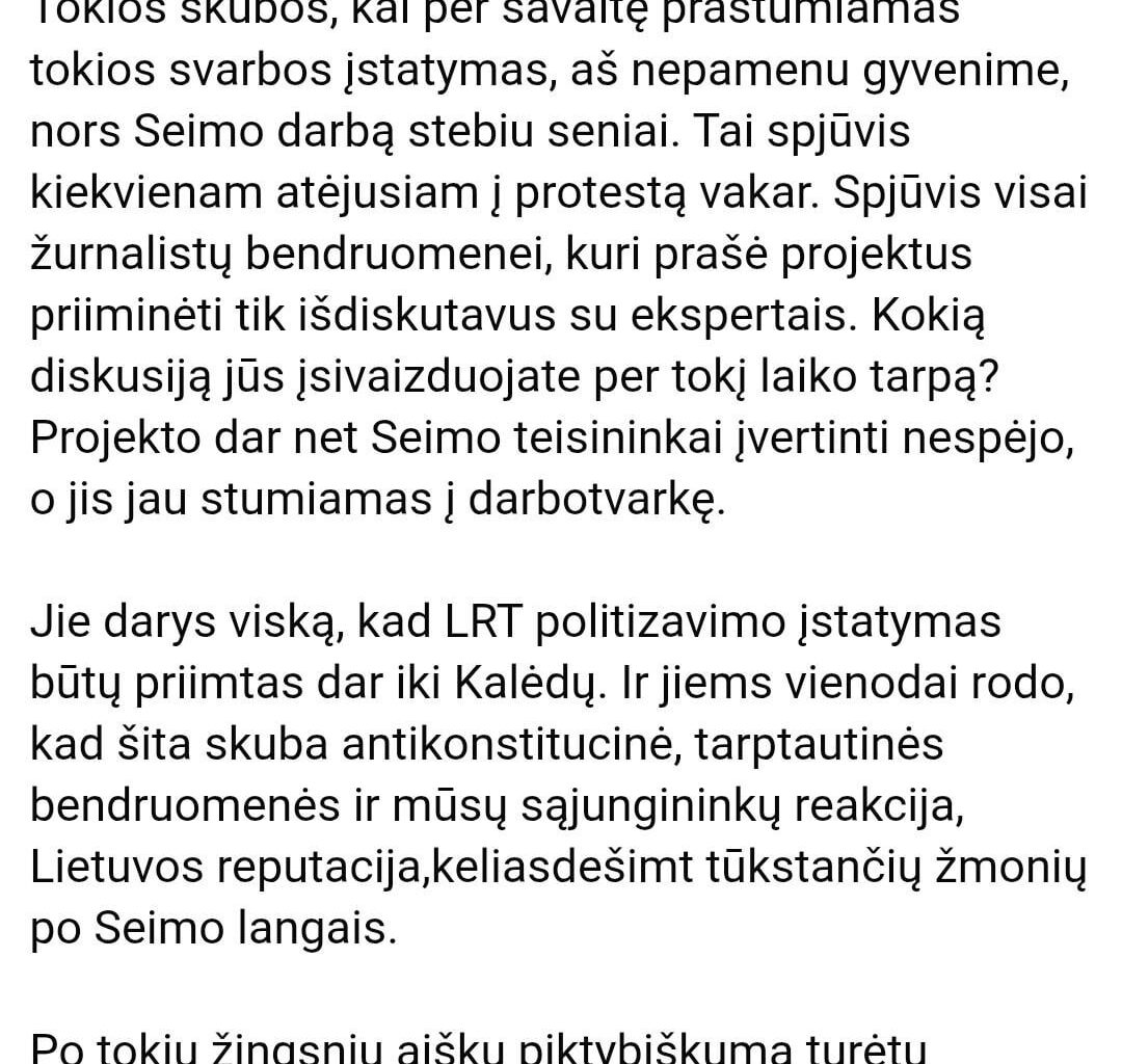 Dešriniai bando įstatyma prastumti skubos tvarka, jau 18d.