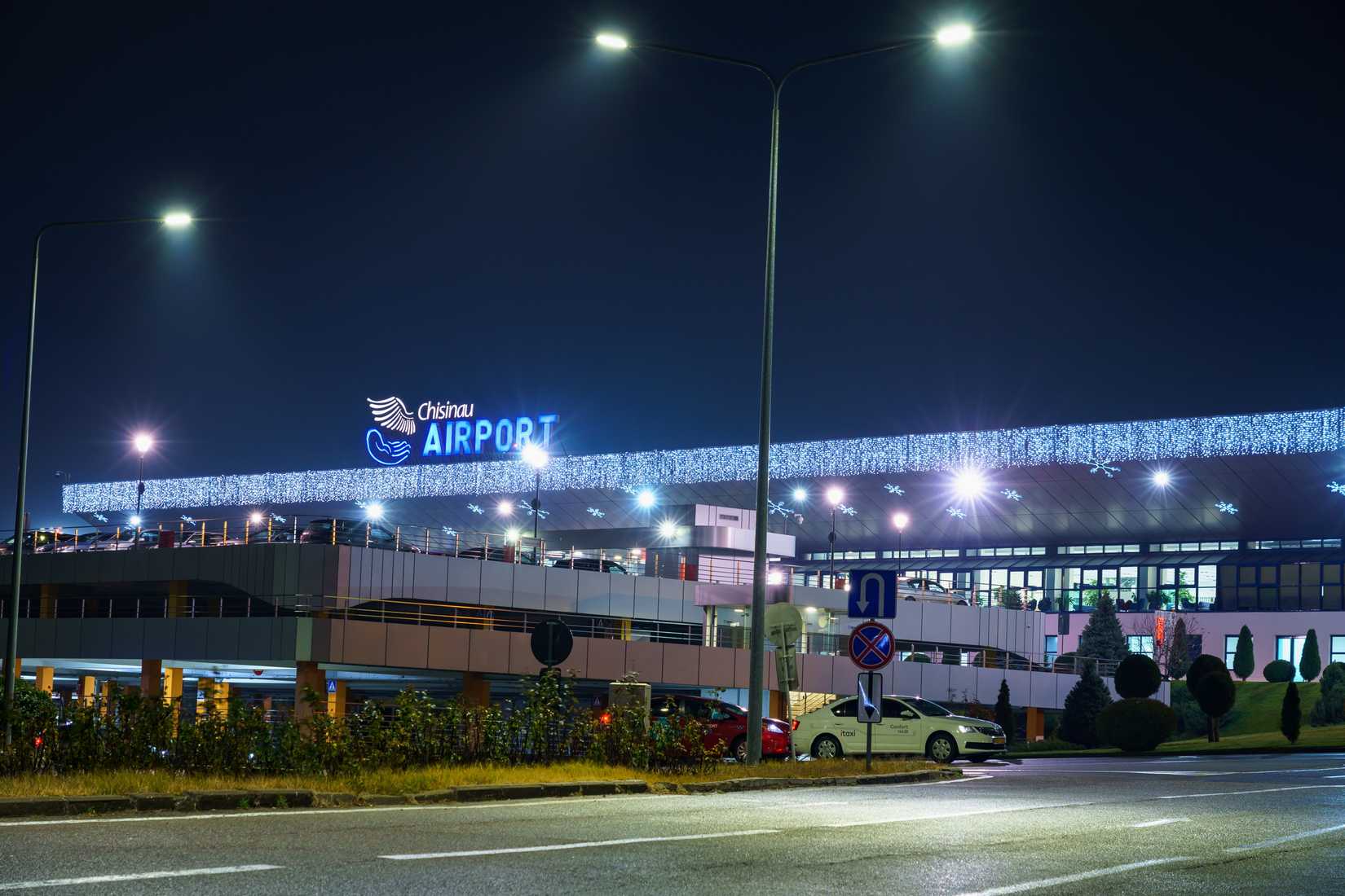 Chisinau Airport Terminal At Night