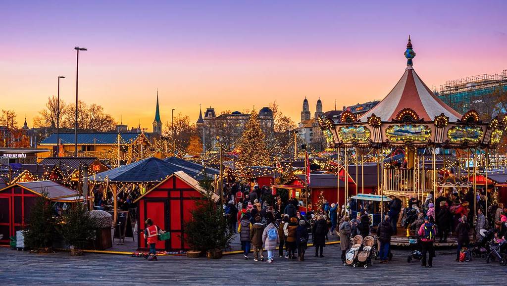 zurich christmas market sunset