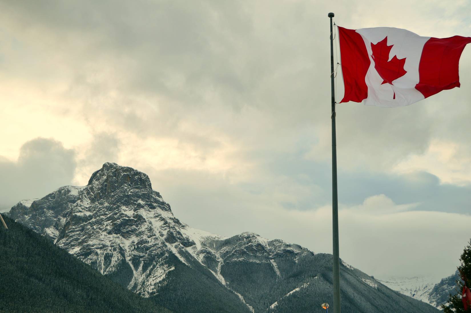 Canadian Flag At Banff National Park