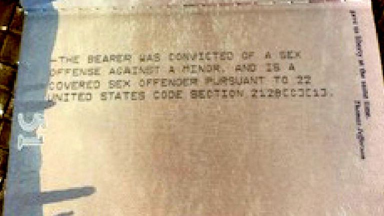 One passport appeared to belong to someone 'convicted of a sex offense against a minor'. Pic: @OversightDems